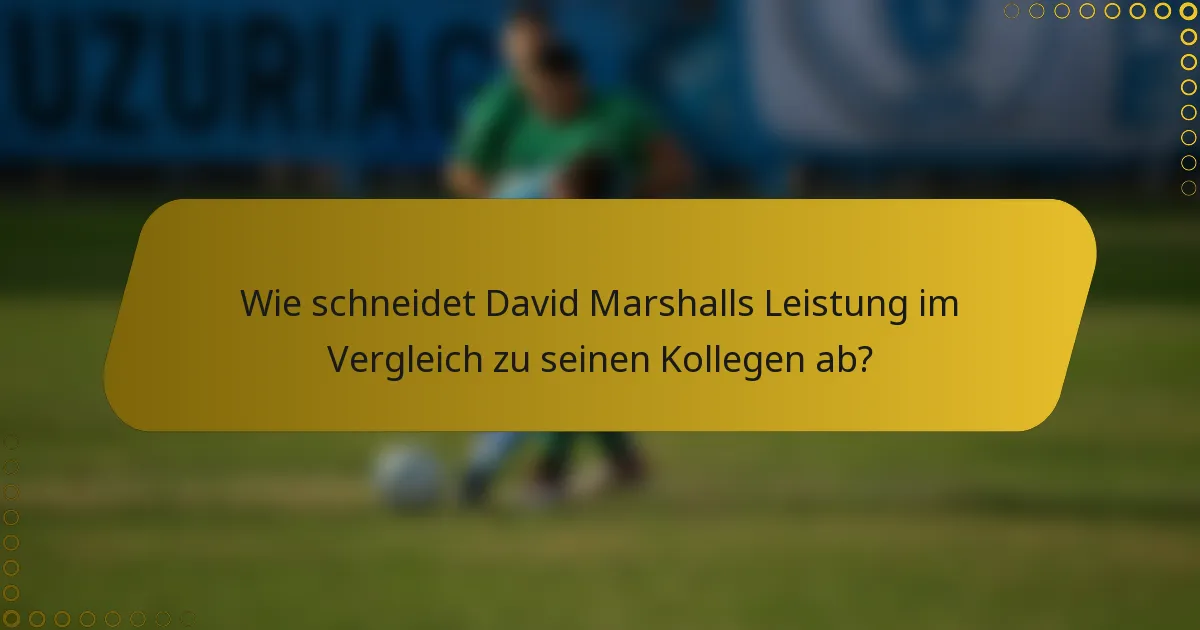 Wie schneidet David Marshalls Leistung im Vergleich zu seinen Kollegen ab?