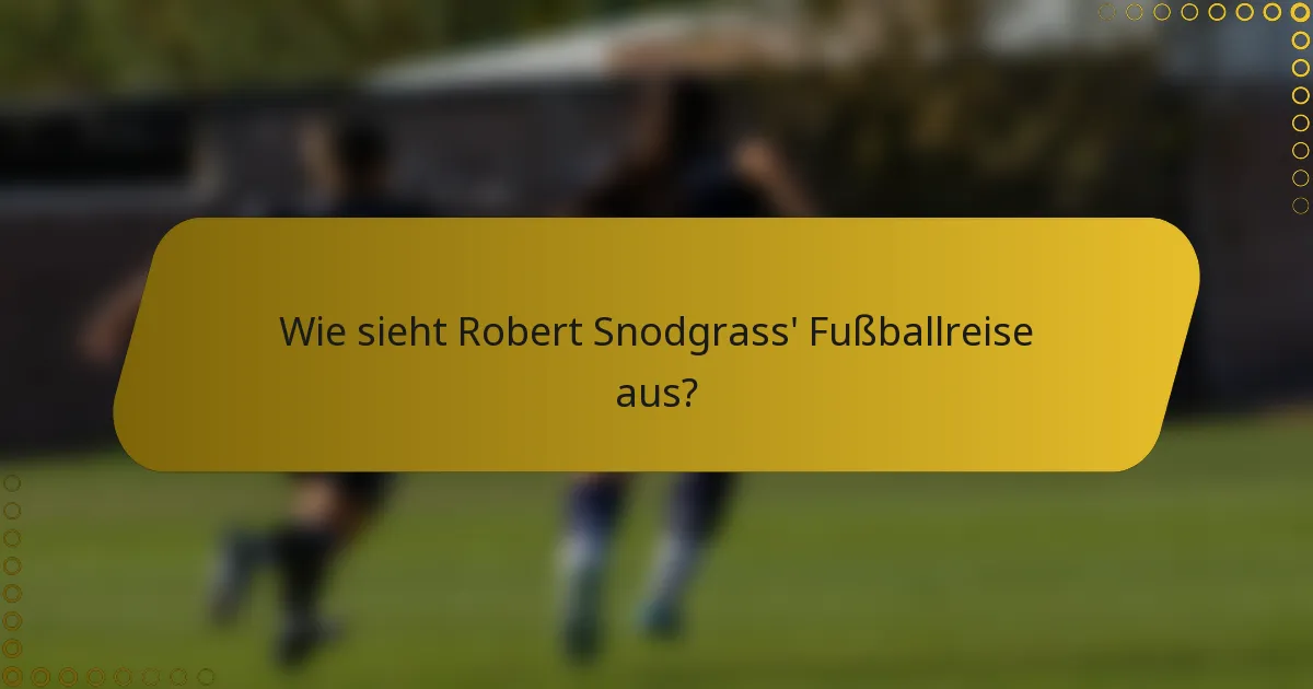 Wie sieht Robert Snodgrass' Fußballreise aus?